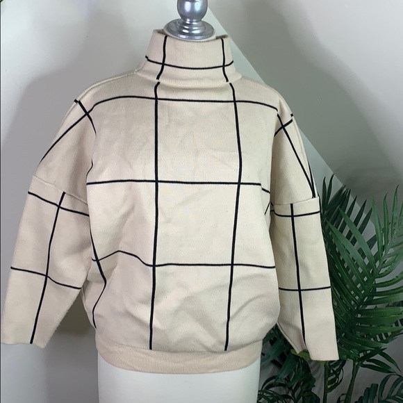 Chicwish Tops - Chicwish Thick Windowpane Wool Blend Sweater XL